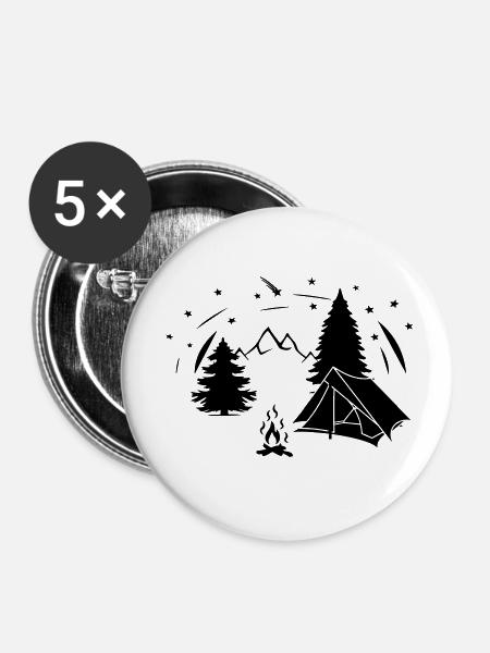 Zelt Sternenhimmel im Wald - Buttons klein 25 mm (5er Pack) - Weiß