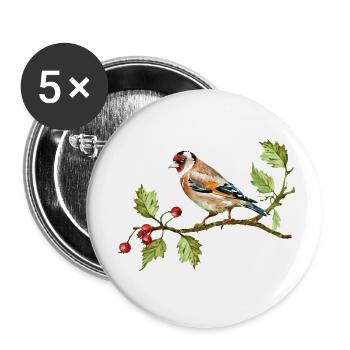 Bunter Vogel - Buttons klein 25 mm (5er Pack) - Weiß - Vorne
