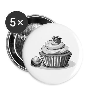 Cupcake Strawberry - Buttons klein 25 mm (5er Pack) - Weiß - Vorne