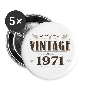 53 Jahre alter Jahrgang 1971 Limitierte Auflage 53. - Buttons klein 25 mm (5er Pack) - Weiß - Vorne