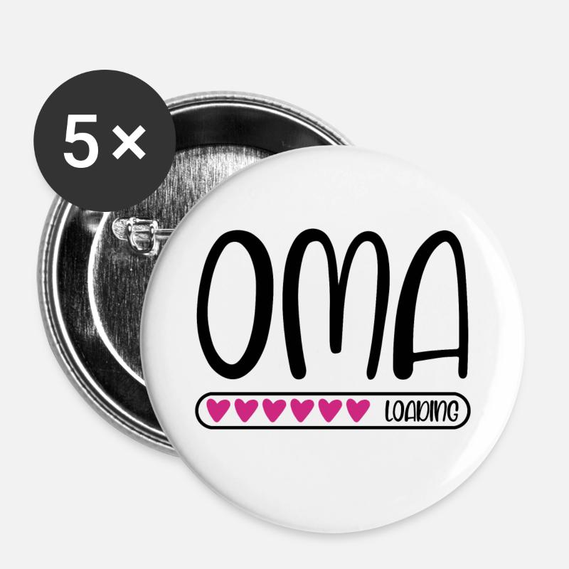 Oma loading - Buttons klein 25 mm (5er Pack) - Weiß