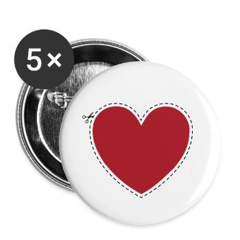 Heart to cut out - Buttons small 1''/25 mm (5-pack) - white - Front