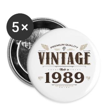 35 ans vintage 1989 édition limitée 35ème - Lot de 5 petits badges (25 mm) - blanc - Devant