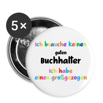Mieux élevé que dévoué, comptable - Lot de 5 petits badges (25 mm) - blanc - Devant