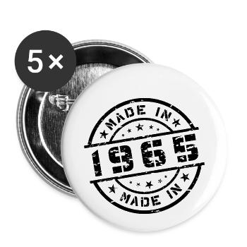 Année de naissance Anniversaire Né en - Fabriqué en 1965 - Lot de 5 petits badges (25 mm) - blanc - Devant