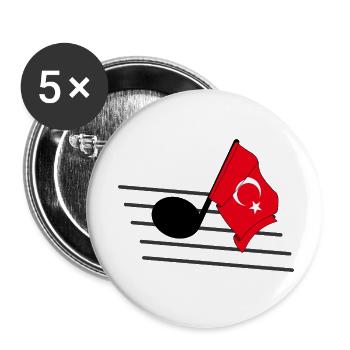 Flag Music Tone Flag Turkey - Buttons small 1''/25 mm (5-pack) - white - Front