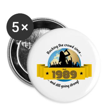 35. Geburtstag Rockt die Menge seit 04/1989 - Buttons klein 25 mm (5er Pack) - Weiß - Vorne