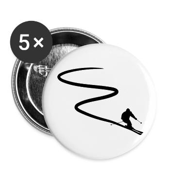 Ski fahren Ski Motiv für Schi Fahrer Schifahrer - Buttons klein 25 mm (5er Pack) - Weiß - Vorne