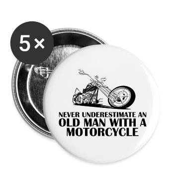 Lustiger Motorrad Spruch - Buttons klein 25 mm (5er Pack) - Weiß - Vorne