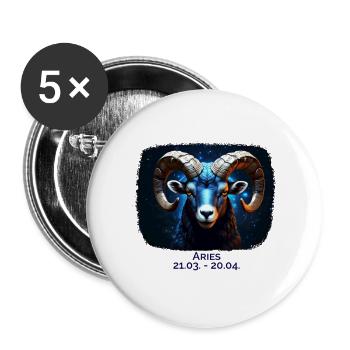 Zodiac sign Aries Date - Buttons small 1''/25 mm (5-pack) - white - Front
