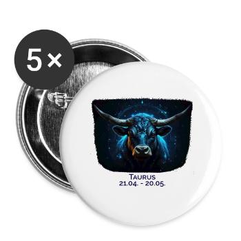 Zodiac sign Taurus Date - Buttons small 1''/25 mm (5-pack) - white - Front