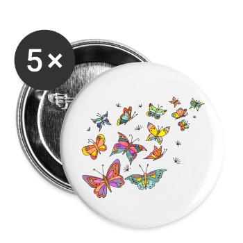 Butterflies - Buttons small 1''/25 mm (5-pack) - white - Front