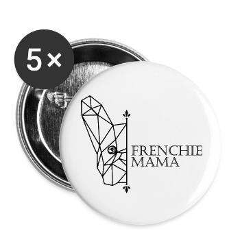 Frenchie Mama - Buttons klein 25 mm (5er Pack) - Weiß - Vorne