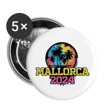 Mallorca 2024 Reise Urlaub - Buttons klein 25 mm (5er Pack) - Weiß - Vorne