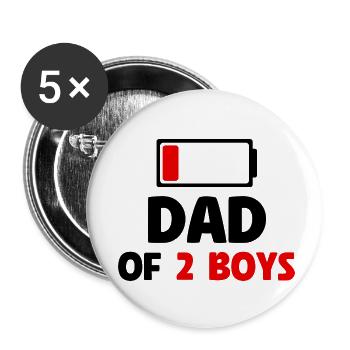 Dad Of 2 Boys - Buttons small 1''/25 mm (5-pack) - white - Front