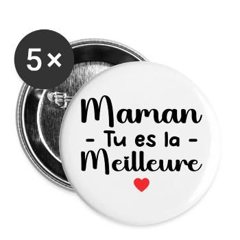 Mom, you're the best - Buttons small 1''/25 mm (5-pack) - white - Front