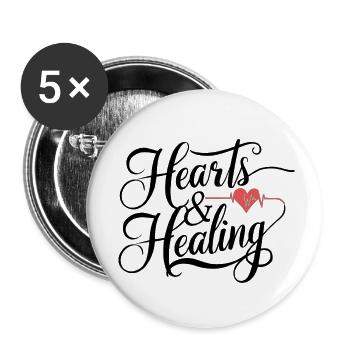 Hearts & Healing - Buttons small 1''/25 mm (5-pack) - white - Front