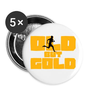 Vieux mais Gold Run Running Relais Running Jogging - Lot de 5 petits badges (25 mm) - blanc - Devant