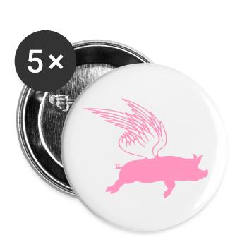 Wenn Fliegende Flügel Flug Schweine Fliegen können - Buttons klein 25 mm (5er Pack) - Weiß - Vorne