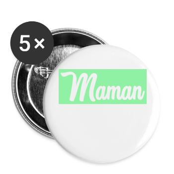 MAMAN. FÊTE DES MÈRES - Lot de 5 petits badges (25 mm) - blanc - Devant