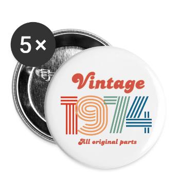 Jahrgang 1974, alle Originalteile - Buttons klein 25 mm (5er Pack) - Weiß - Vorne