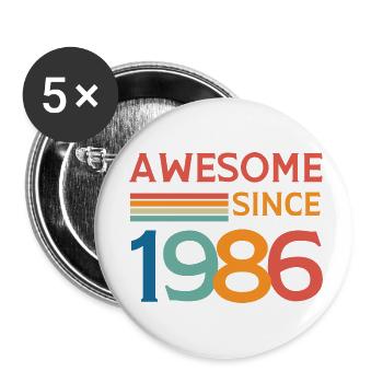 Großartig seit 1986 - Buttons klein 25 mm (5er Pack) - Weiß - Vorne