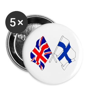 Flagge England, Flagge Finnland - Buttons klein 25 mm (5er Pack) - Weiß - Vorne