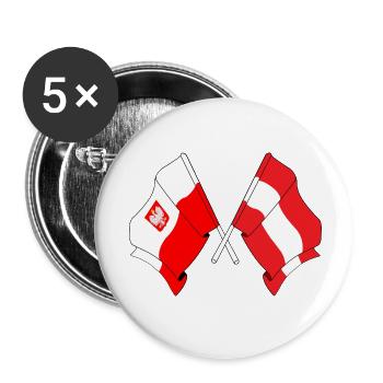Drapeau de la Pologne et drapeau de l’Autriche - Lot de 5 petits badges (25 mm) - blanc - Devant