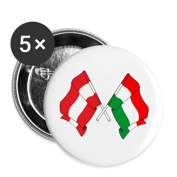 Drapeau Autriche, drapeau Hongrie - Lot de 5 petits badges (25 mm) - blanc - Devant