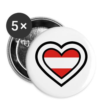 Austria Sport Teams - Heart - Buttons small 1''/25 mm (5-pack) - white - Front