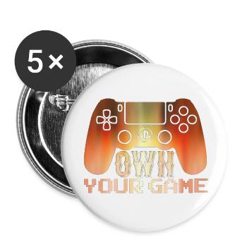 Gamer Game Play Online Computer Gaming Arcade Neon - Buttons klein 25 mm (5er Pack) - Weiß - Vorne