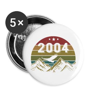 2004 Jahrgang Geburtstag 2004 Retro Geschenkidee - Buttons klein 25 mm (5er Pack) - Weiß - Vorne
