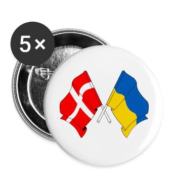 Drapeau Danemark, drapeau Ukraine - Lot de 5 petits badges (25 mm) - blanc - Devant