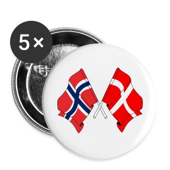 Drapeau de la Norvège, drapeau du Danemark - Lot de 5 petits badges (25 mm) - blanc - Devant