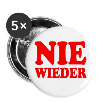 Nie wieder - Buttons klein 25 mm (5er Pack) - Weiß - Vorne