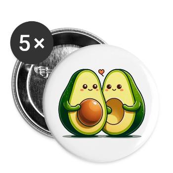 Avocado Couple - Buttons small 1''/25 mm (5-pack) - white - Front