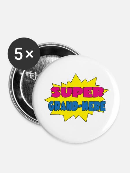 GROßMUTTER - Buttons klein 25 mm (5er Pack) - Weiß