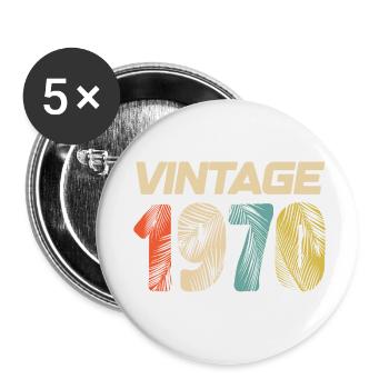 Vintage 1970er Retro - Bestseller - Buttons klein 25 mm (5er Pack) - Weiß - Vorne