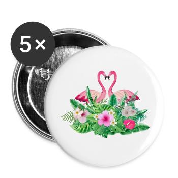 Tropische Flamingo-Braut - Buttons klein 25 mm (5er Pack) - Weiß - Vorne