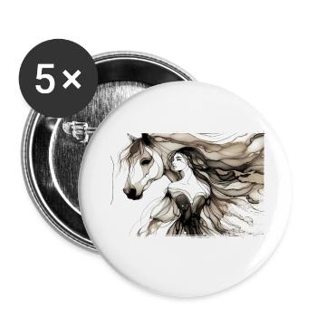 Flowers Women girl fashion design art female style - Buttons small 1''/25 mm (5-pack) - white - Front