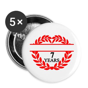 Namensbanner sieben Jahre, Herz Lorbeerkranz - Buttons klein 25 mm (5er Pack) - Weiß - Vorne