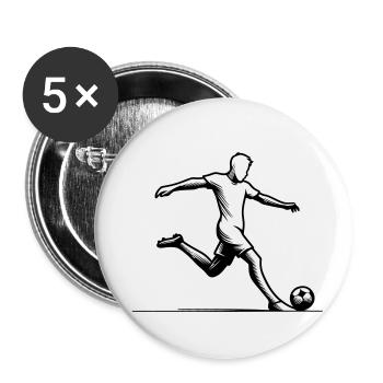 Minimalistische Fußballspieler-Silhouette - schwarz - Buttons klein 25 mm (5er Pack) - Weiß - Vorne