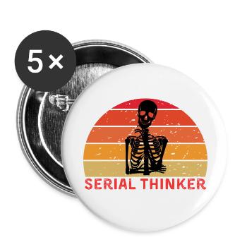 Serial Thinker Skeleton Thinking Retro Sunset - Buttons klein 25 mm (5er Pack) - Weiß - Vorne