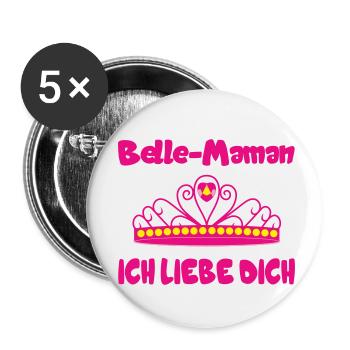 Belle Maman ich liebe dich - Lot de 5 petits badges (25 mm) - blanc - Devant