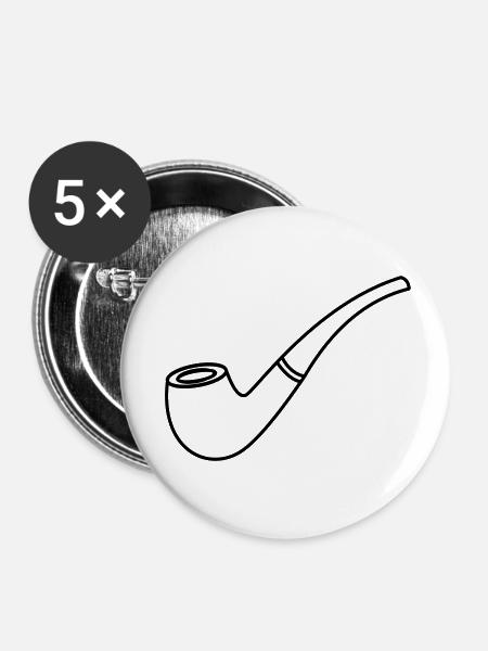 Pfeife - Buttons klein 25 mm (5er Pack) - Weiß