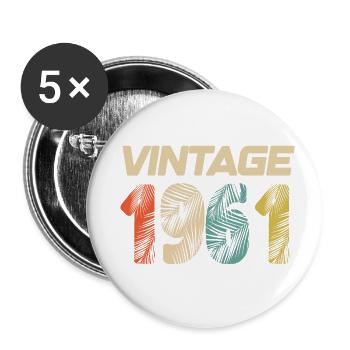 Vintage 1961 Retro - Bestseller - Buttons klein 25 mm (5er Pack) - Weiß - Vorne