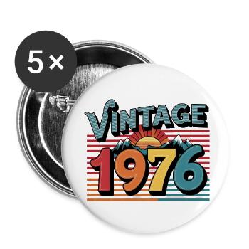 Vintage 1976 47 Year Old Birthday Gift Man Fe - Buttons small 1''/25 mm (5-pack) - white - Front