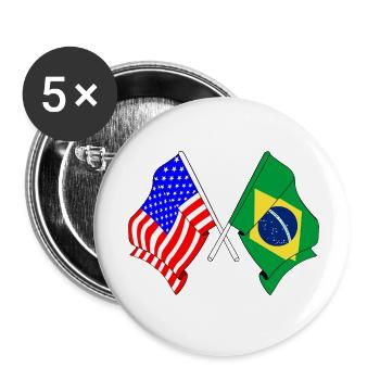 Flag USA and Brazil flag - Buttons small 1''/25 mm (5-pack) - white - Front