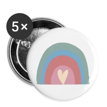 Pluie pastel Arc-en-ciel - Lot de 5 petits badges (25 mm) - blanc - Devant