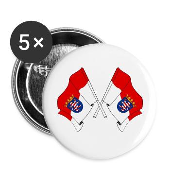 Flags crossed Hesse - Buttons small 1''/25 mm (5-pack) - white - Front